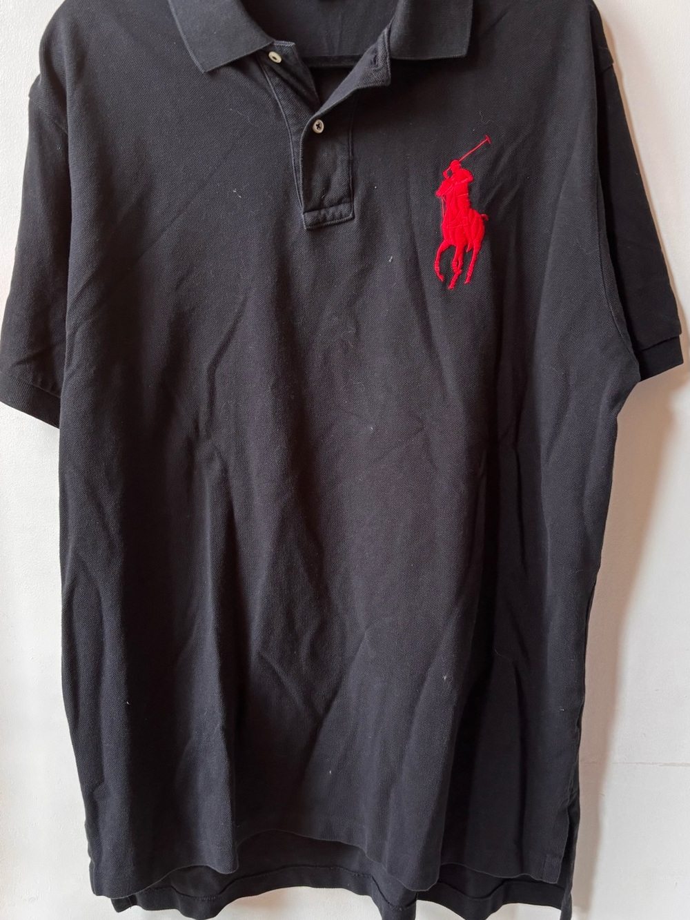 Ralph Lauren Black Polo with Red Pony Logo